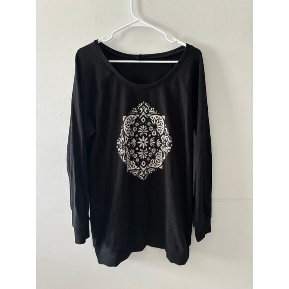 Torrid Womens Mandala Sweatshirt Size 1X Black Pullover Crewneck - Picture 1 of 6